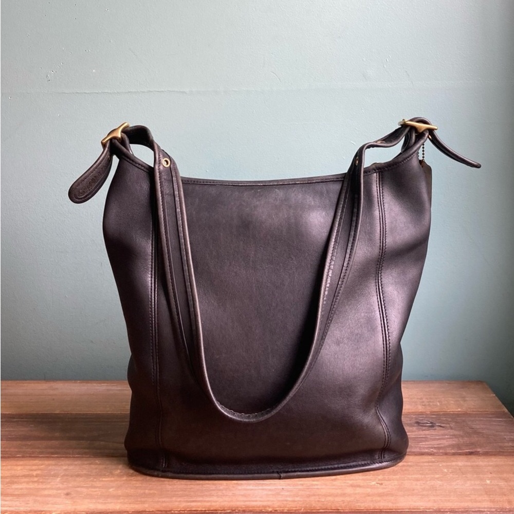 Vintage Coach 9060 Legacy Black Leather Slim Ergo Duffle Sac Bag